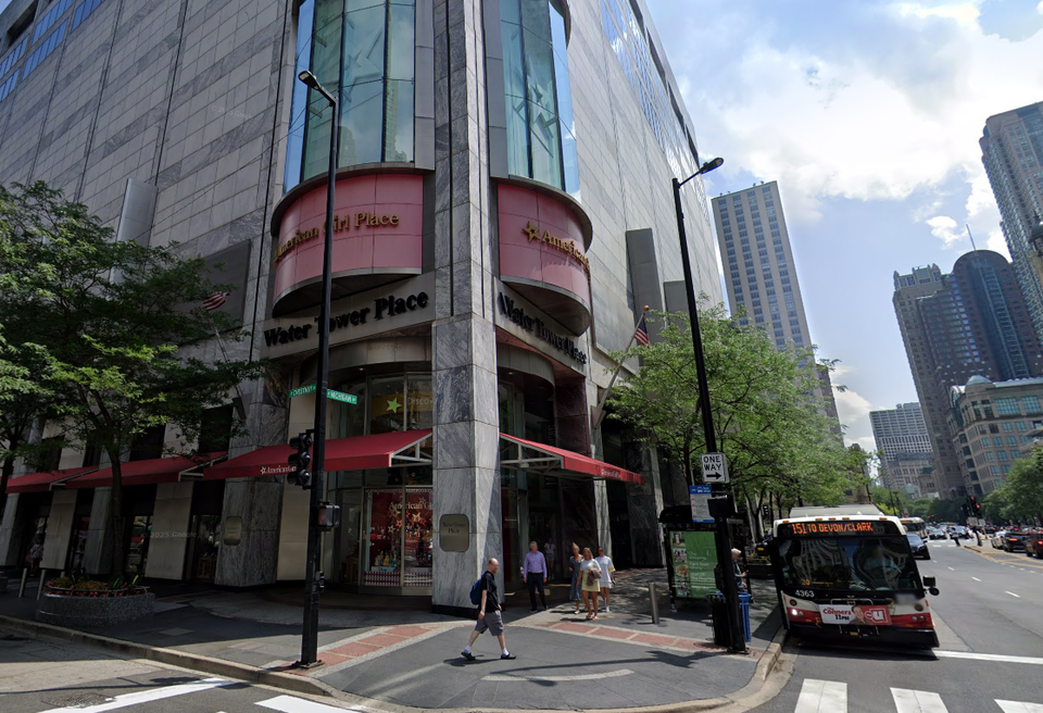 A corner shot of Water Tower Place in Chicago