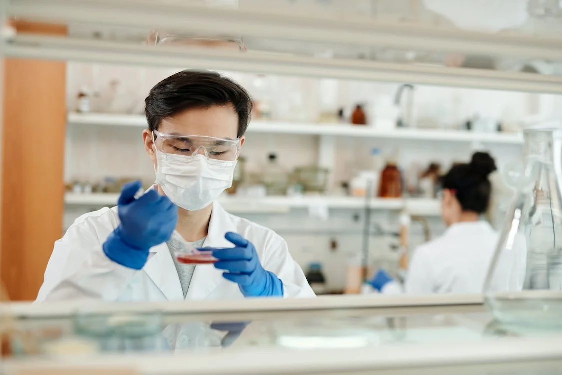 Working with samples in a laboratory 