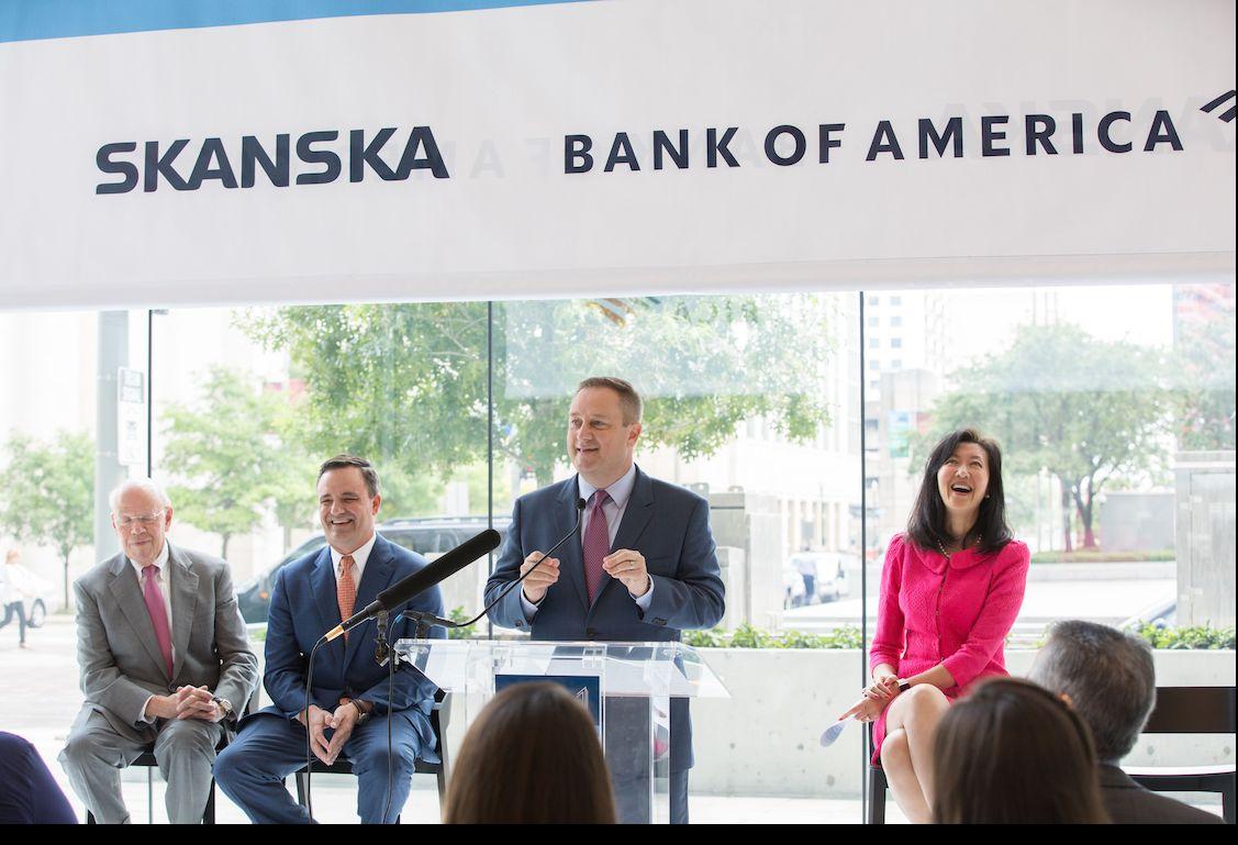 Skanska naming of Capitol Tower to the Bank of America tower. May 2019. Downtown Houston 