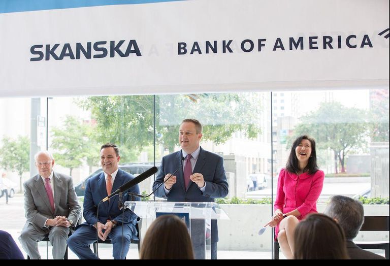 Skanska naming of Capitol Tower to the Bank of America tower. May 2019. Downtown Houston 