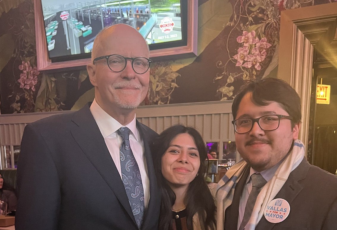 Chicago mayoral candidate Paul Vallas with supporters in March 2023.