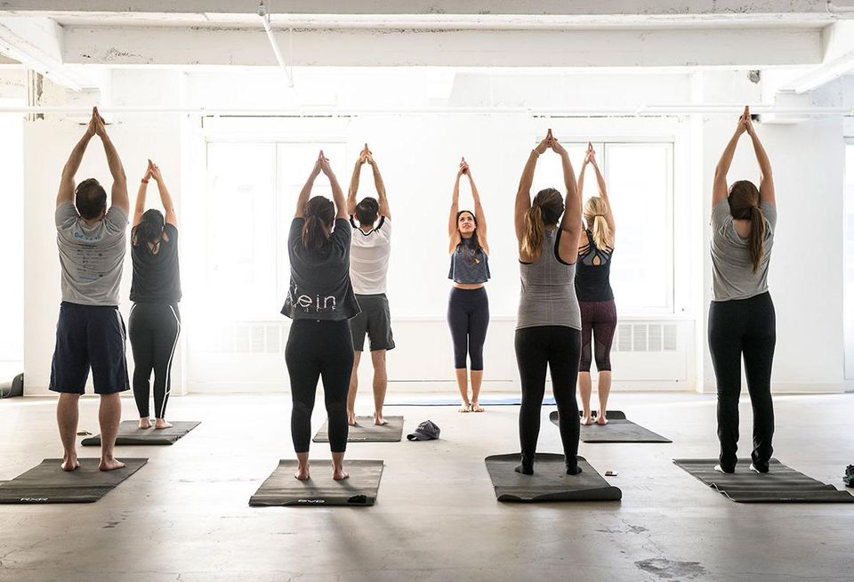 A tenants yoga class at 530 Fifth Ave.