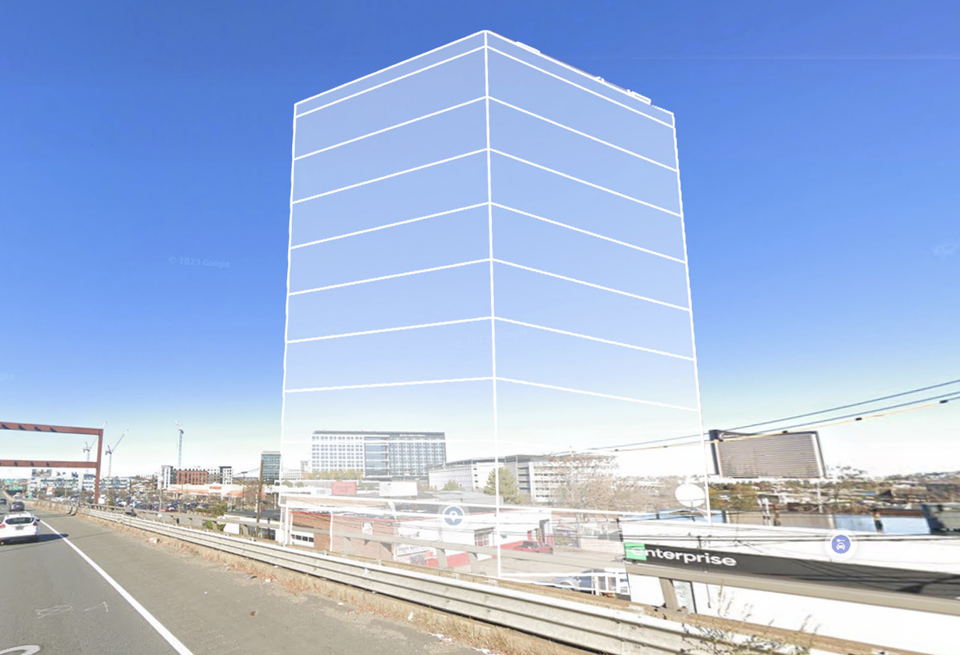 A rendering of the proposed life sciences development at 45 Mystic Ave. in Somerville.
