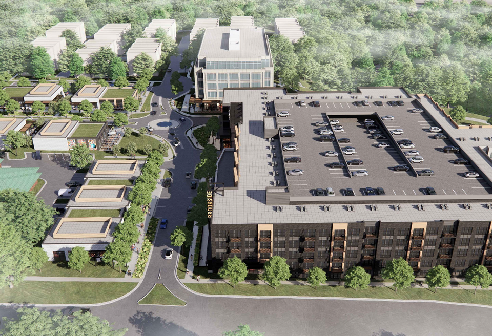 A rendering of Portman Holdings' planned redevelopment of the Brookside office park in Alpharetta.
