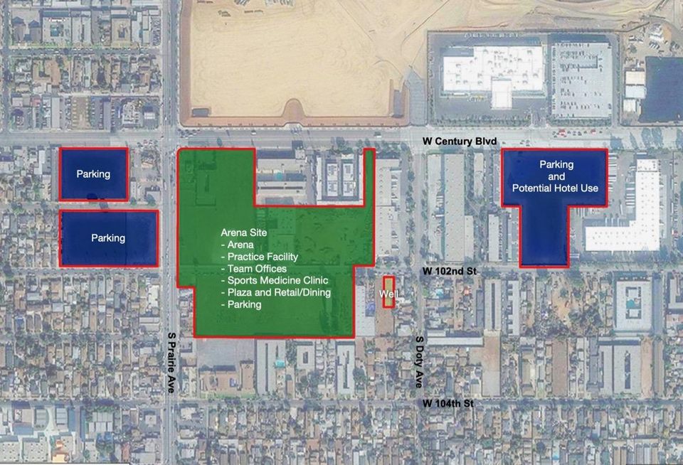The Los Angeles Clippers basketball arena proposed site