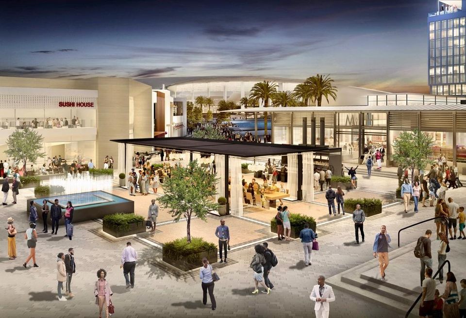 Rendering of the retail component of Hollywood Park in Inglewood