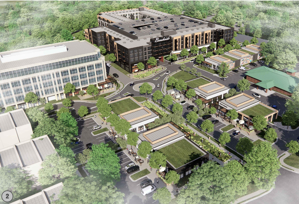 A rendering of Portman Holdings' planned redevelopment of the Brookside office park in Alpharetta.