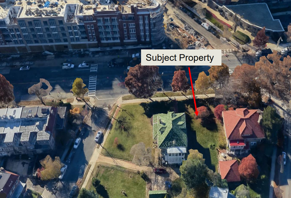 Aerial photograph of a parcel labeled