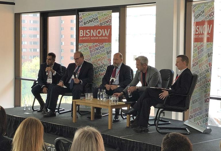 Hines' Raj Rajput, Sterlings' James Howarth, Savill's John Griffiths, Office Group CEO Charlie Green, and Gowling partner Matt Walker (Moderator)