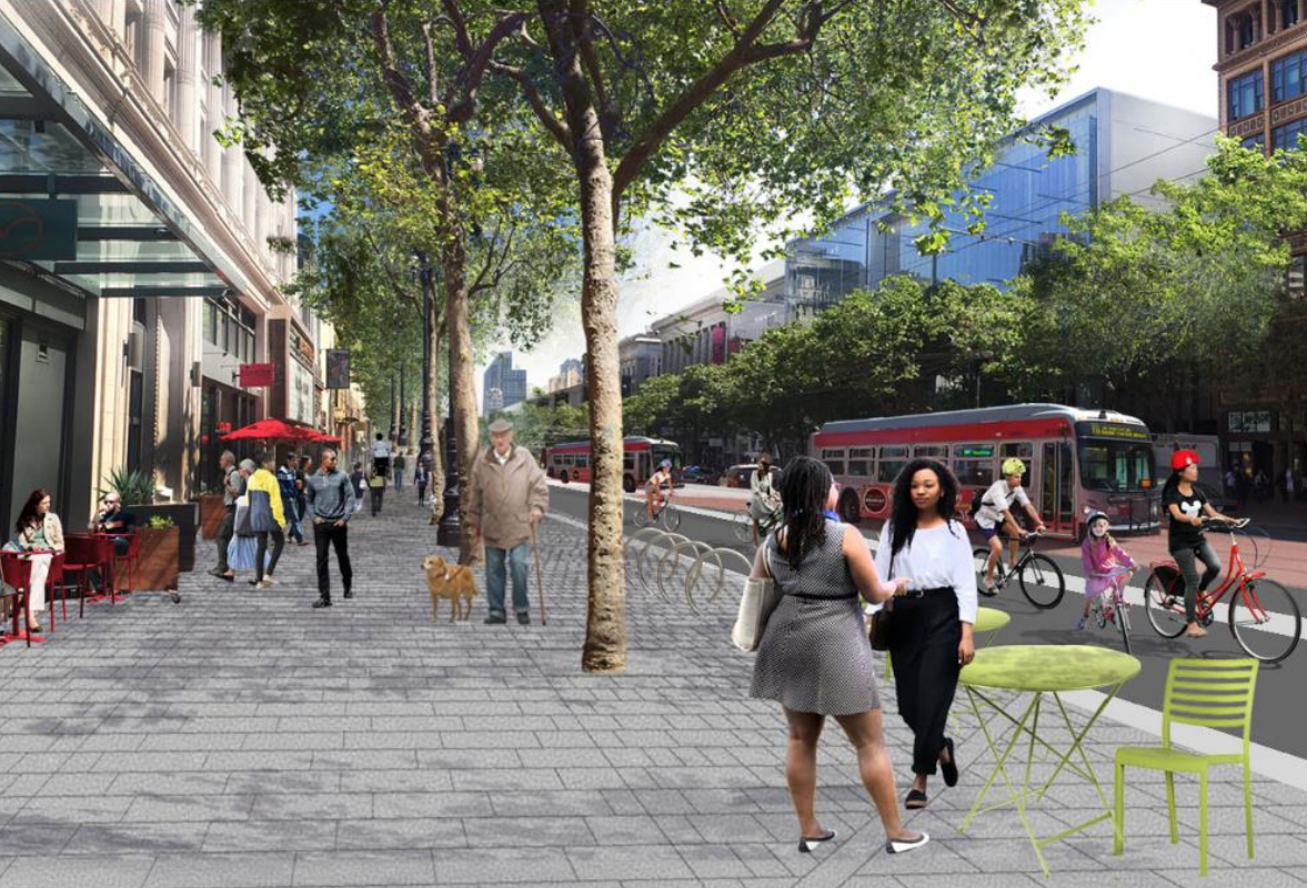 A rendering of Market Street after construction Better Market Street