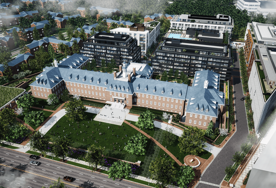 Aerial rendering of Roadside's City Ridge development