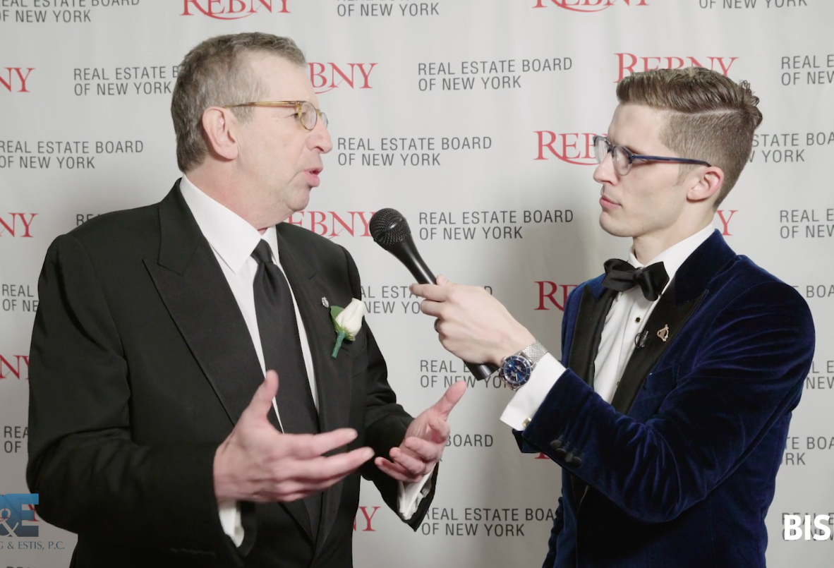 REBNY Chairman Bill Rudin is interviewed by Bisnow's Miles Bloom at the 123rd REBNY banquet, Jan. 17, 2019.