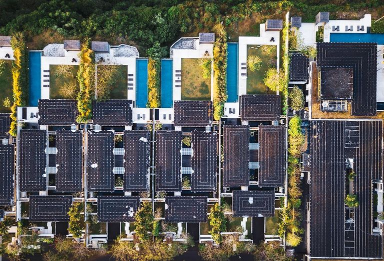 sustainable development with solar panels