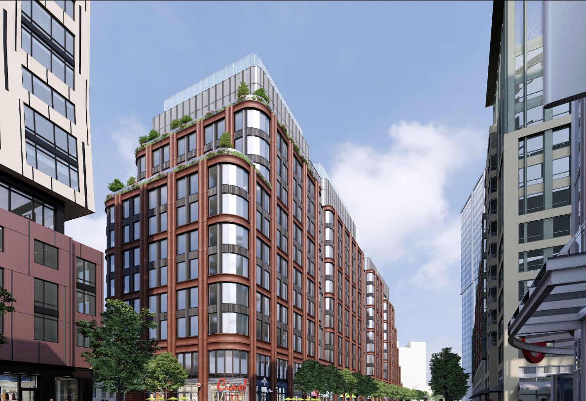 A rendering of Samuels & Associates' 1400 Boylston St.