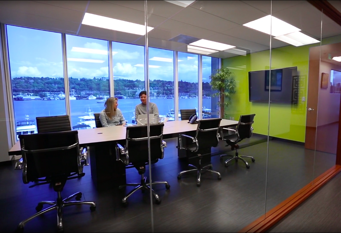 View smart glass windows at the Lake Union Building View smart glass windows at the Lake Union Building