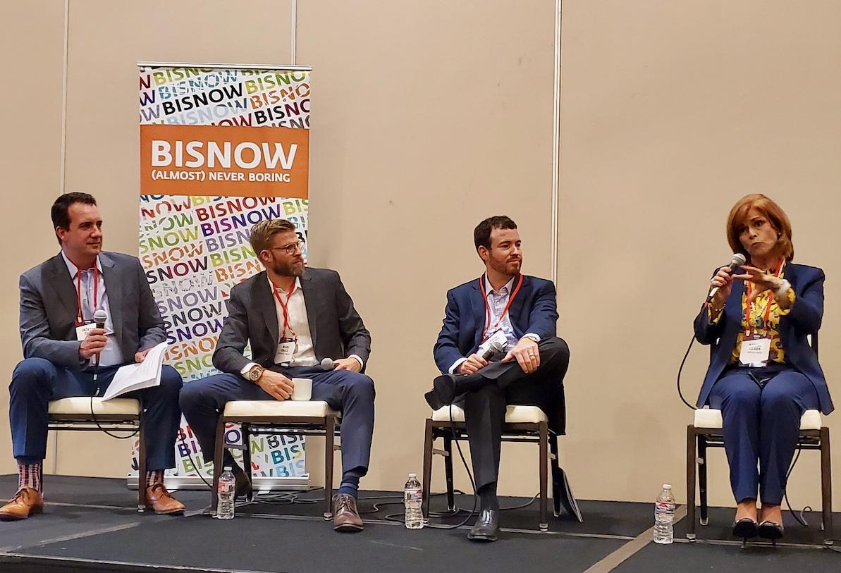 Berkadia's Jackson Cloak, Walker & Dunlop's Mark Grace, Bellwether Enterprise's Jason Krupoff and Umpqua Bank Karine Clark discuss the state of Orange County's multifamily industry at Bisnow's at Bisnow's Orange County Multifamily Summit Nov. 21 at the Hilton Anaheim.