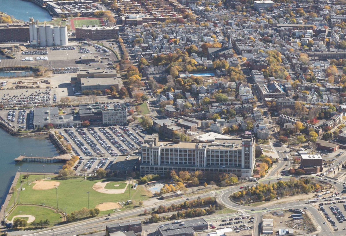 Aerial view of Charlestown.