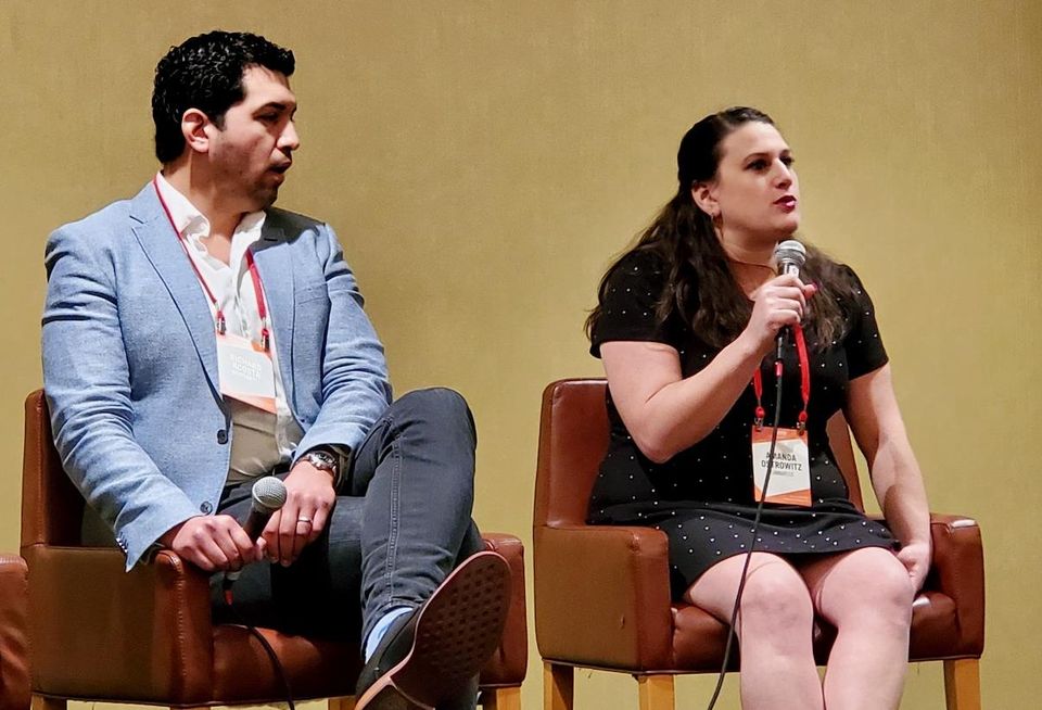 Inception REIT's Richard Acosta and CannaRegs' Amanda Ostrowitz discuss the state of the cannabis industry at Bisnow's cannabis event Jan. 23 at the LA Grand Hotel Downtown in downtown Los Angeles.