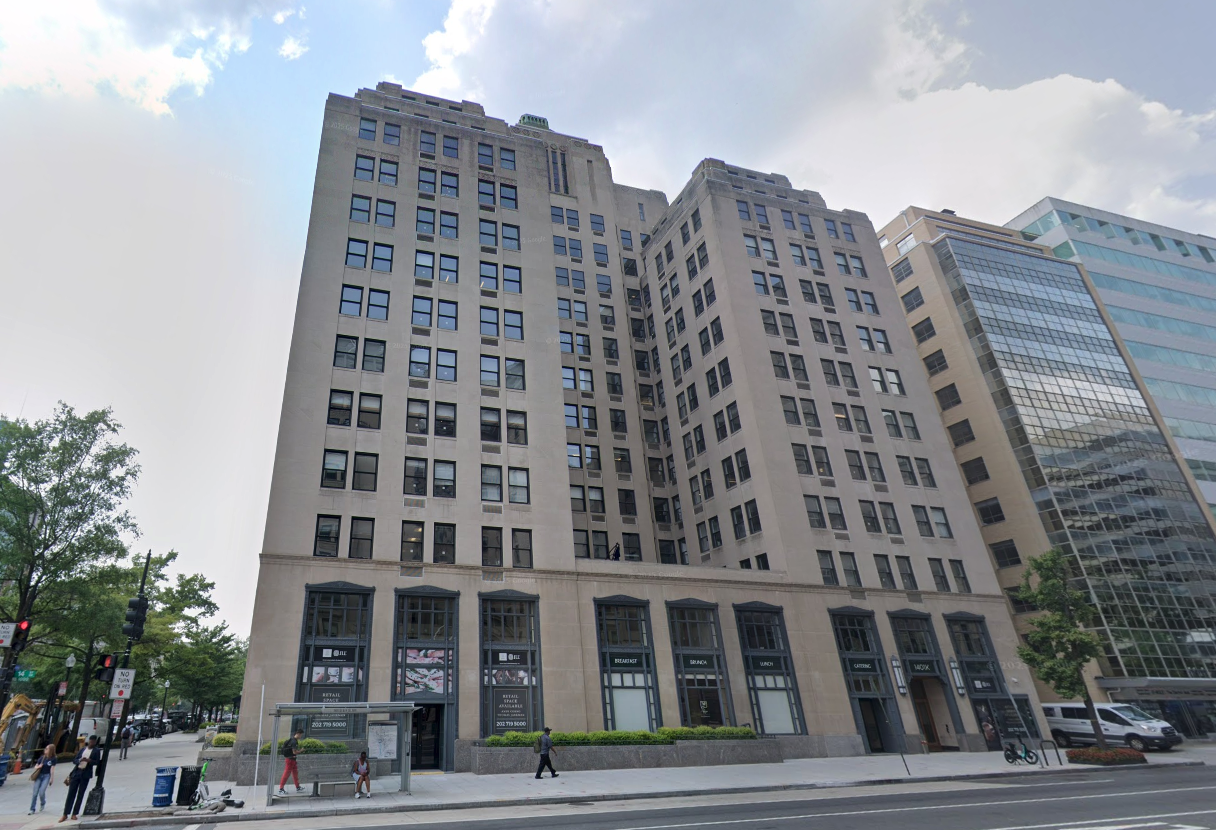 A D.C. office building owned by Office Properties Income Trust, which is going through bankruptcy proceedings. 