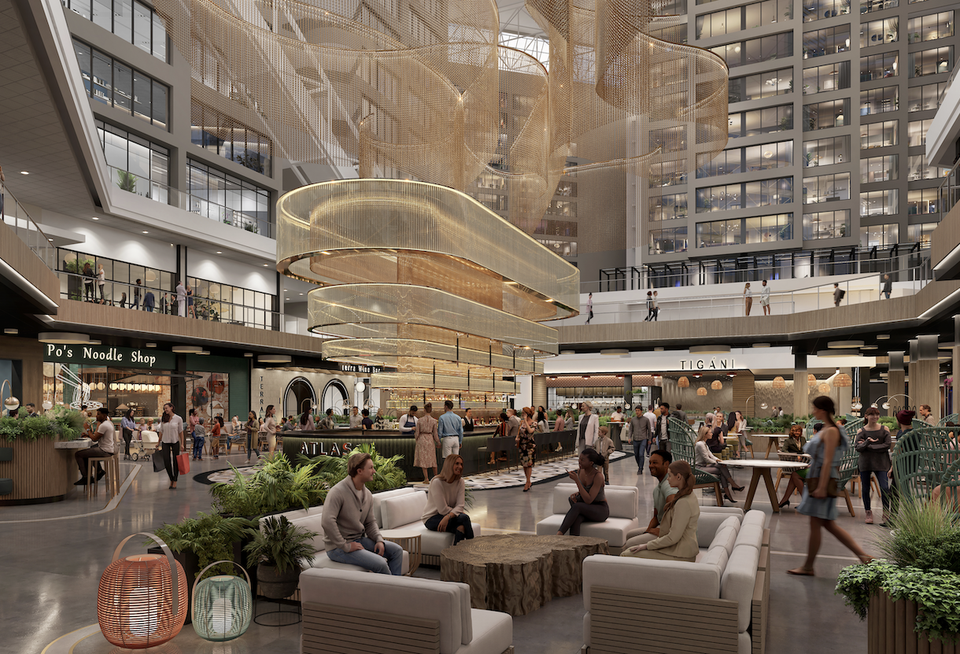 A rendering of the planned interior of The Center, the CP Group's redevelopment of CNN Center. These renderings are