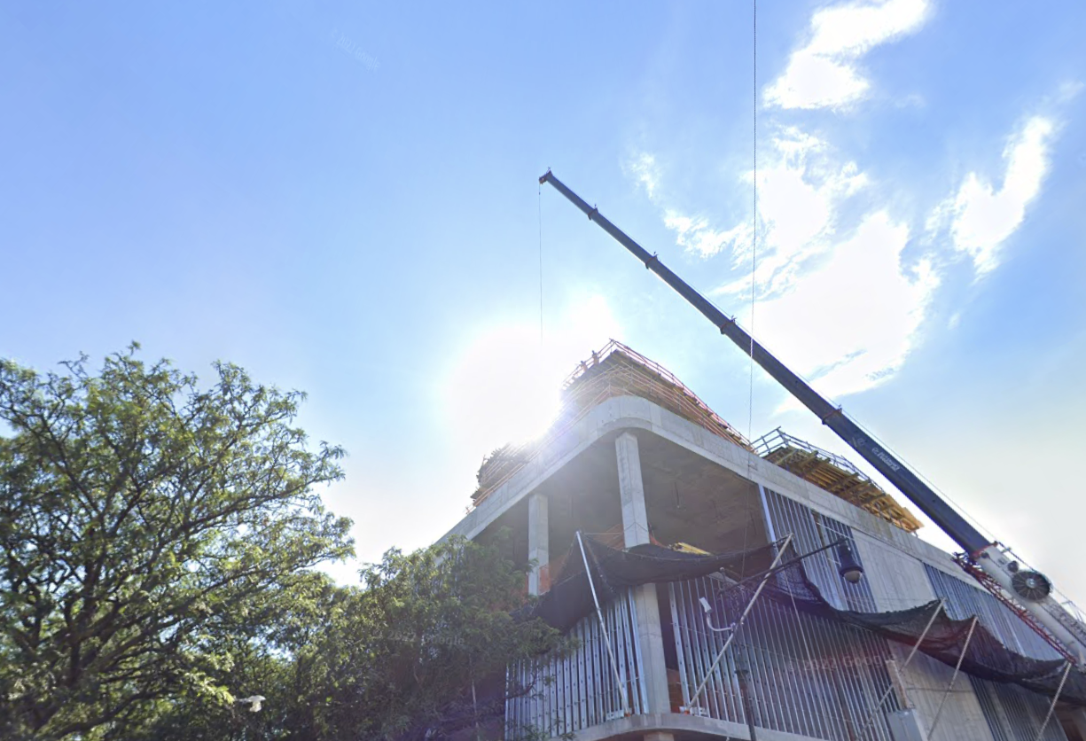 The construction site for Myrtle Point, Arch Cos.' development at 1607 Woodbine St. in Ridgewood, Queens, in August 2022.