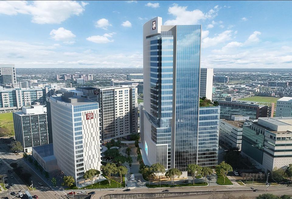 A rendering of Texas A&M Innovation Plaza in the Texas Medical Center.