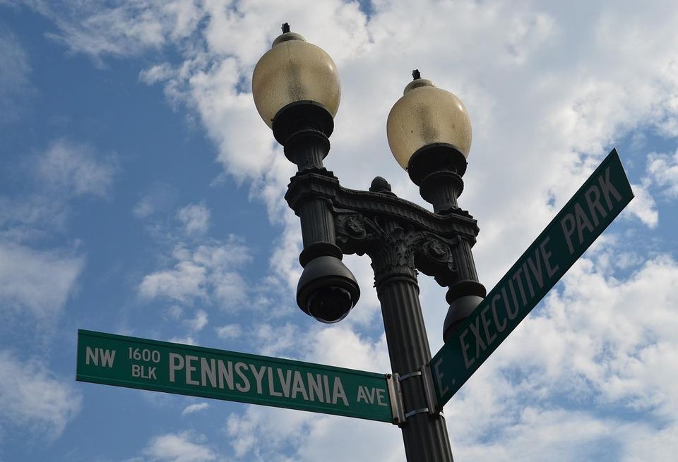 Lamp post and street sign for Pennsylvania Avenue Northwest