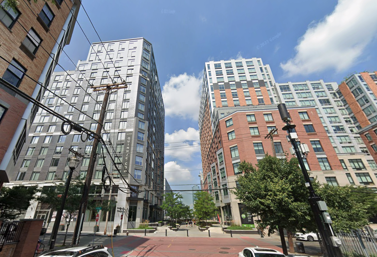 The Quinn, left and Lenox apartment buildings in Jersey City