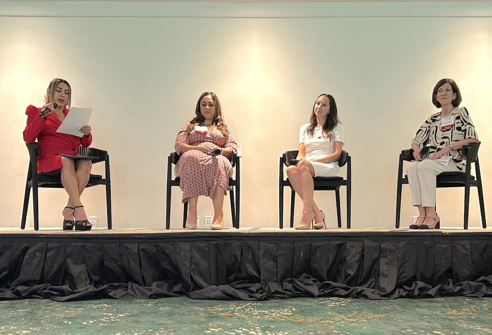 Mabelle Perez, director hotels and hospitality Berkadia; Kristina D'Amico, senior vice president HVS Miami office; Tanya Zapata Sutcliffe, associate in acquisitions at Driftwood Capital; Wendy Kallergis, president and CEO of the Greater Miami and the Beaches Hotel Association