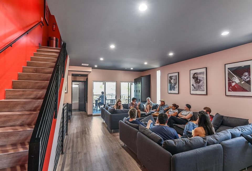 A common area inside an Upstart co-living building in Los Angeles