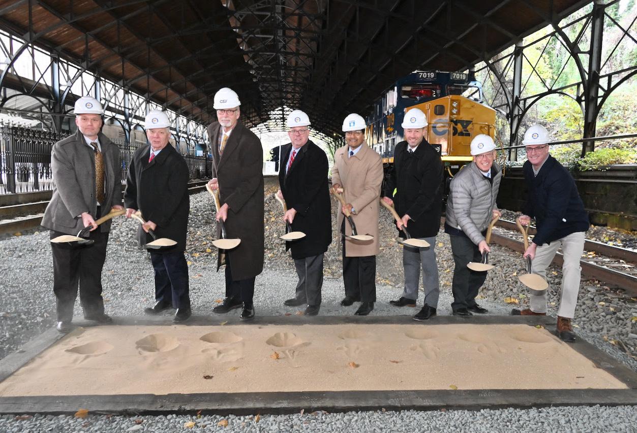 Officials attend the groundbreaking of the Howard Street Tunnel project on Nov. 29, 2021.