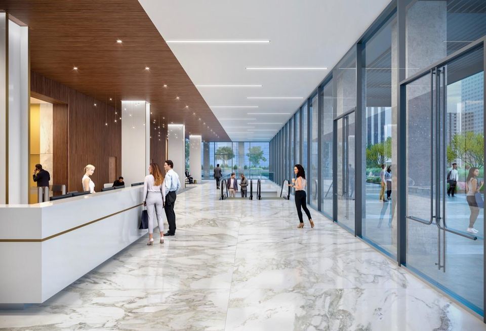 Interior rendering of KBS' new look for Union Bank Plaza in downtown Los Angeles