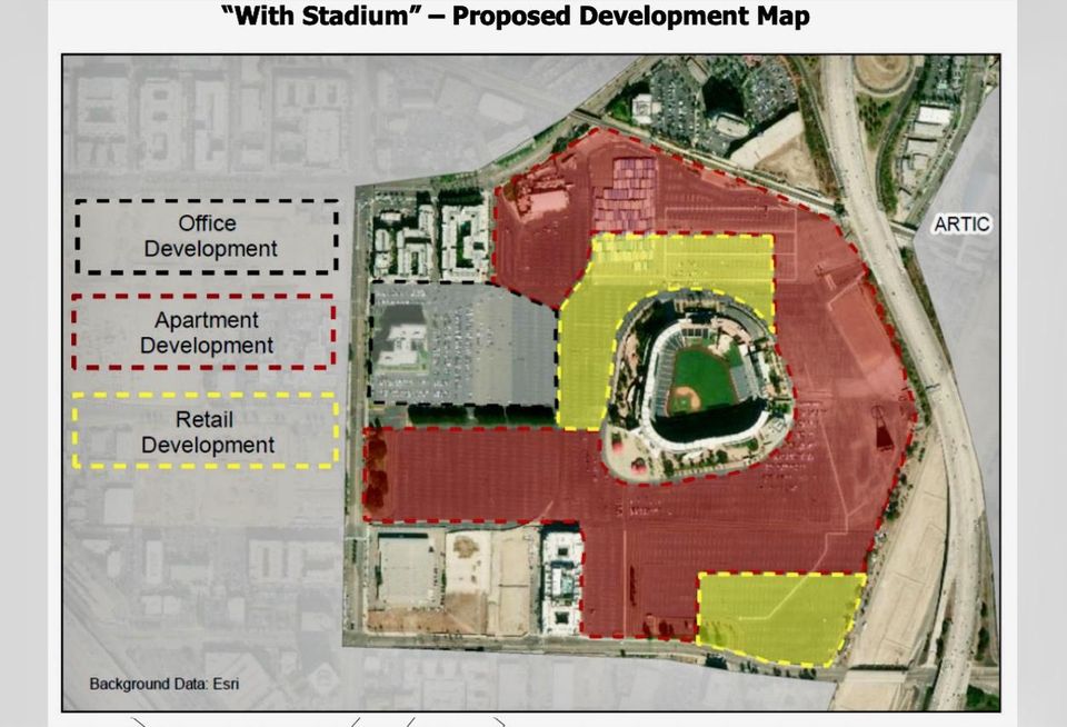 A proposed development map of Angel Stadium prepared by the city of Anaheim's appraiser