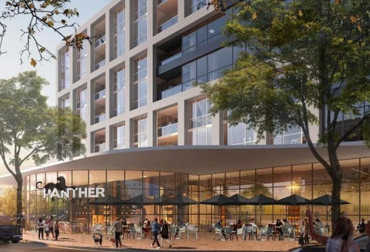 Rendering of proposed new 392-unit apartment building.