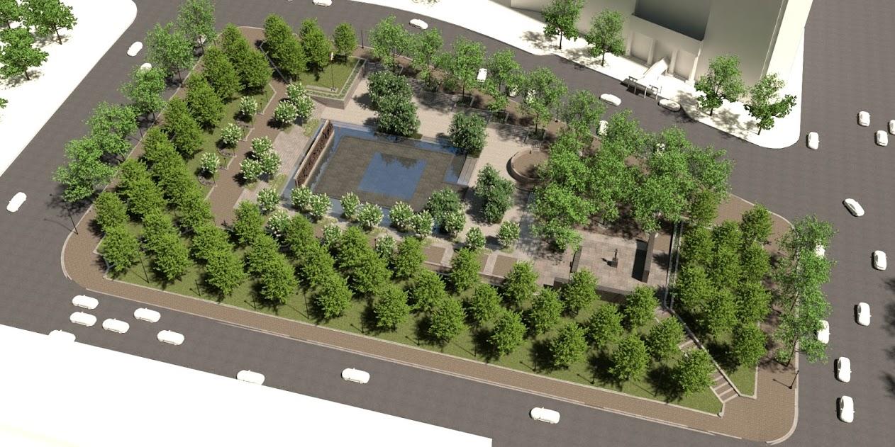 A rendering of the layout of Pershing Park, including the new National World War I Memorial A rendering of the layout of Pershing Park, including the new National World War I Memorial