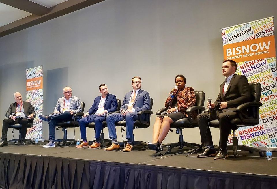 AO Architects' RC Alley, Trammell Crow Residential's Tony Ditteaux, Building Industry Association of Southern California – Orange County Chapter's Steve LaMotte,
Urban Offerings' Joe Lutz, Innovative Housing Opportunities' Rochelle Mills and Fulcrum's Darren Seary were panelists at Bisnow's Orange County Construction and Development event at the Irvine Marriott hotel in Irvine