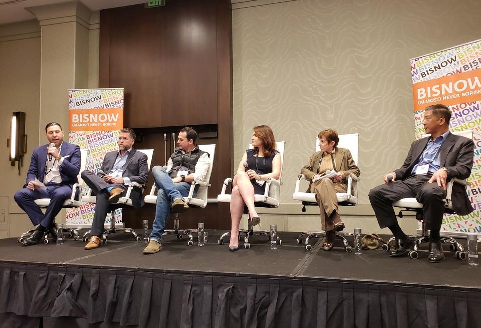 Strategic Legacy Investment Group’s Michael Sabet, Polaris Pacific’s Mike Akerly, Slate Property Group’s Danny Barnes, Cypress Equity Investments’ Alla Sorochinsky, Bellwether Enterprise’s Shelley Magoffin and K2 Clean Energy Capital’s Steve Tsu at Bisnow’s Greater Multifamily event Feb. 19 at the Marina del Rey Marriott in Marina del Rey.