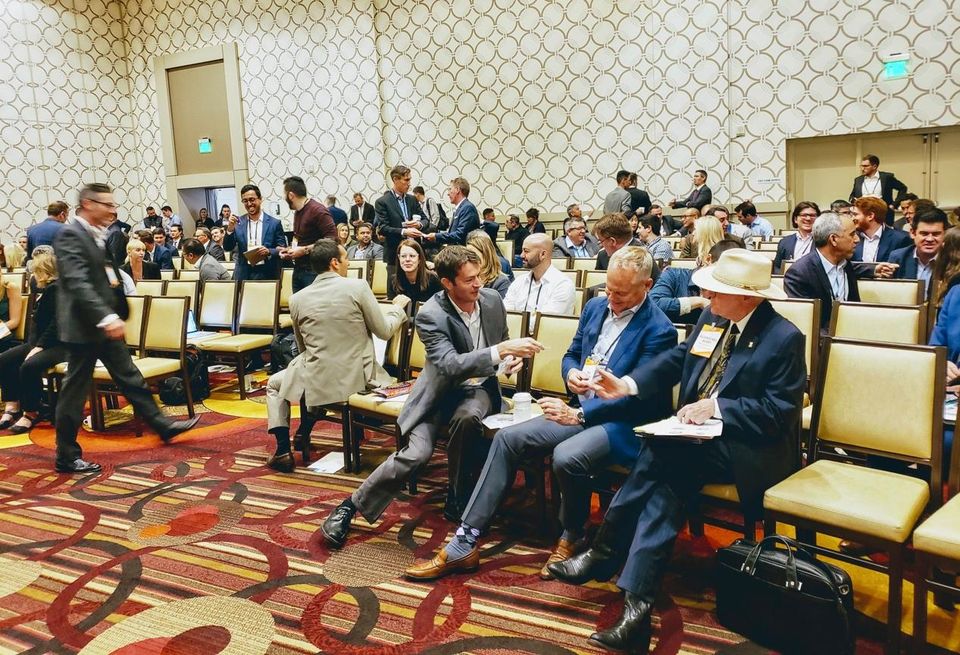 Attendees network at Bisnow's Greater Los Angeles Capital Markets & Real Estate Finance event at the JW Marriott in downtown Los Angeles