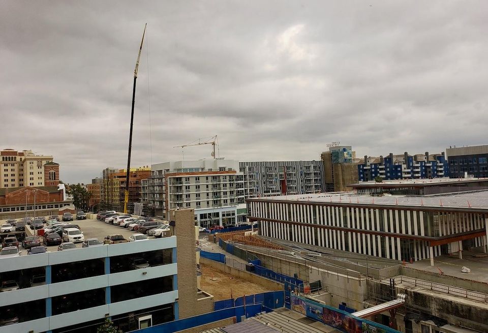 Construction crane in downtown Long Beach
