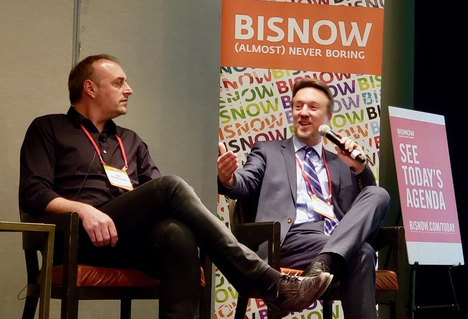 BLVD Hospitality's Jon Blanchard and Kruger Development's Partner Nathan Kruger at Bisnow's Los Angeles Hotel Summit at the Omni Los Angeles Hotel in downtown Los Angeles