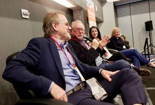 Carpenters/Contractors Cooperation Committee David Kersh, Sonnenblick Development Bob Sonnenblick, Greenworks Lending Genevieve Sherman and R.D. Olson Erika Urbani at Bisnow's Orange County Construction and Development Feb. 12 at the Irvine Marriott in Irvine.

