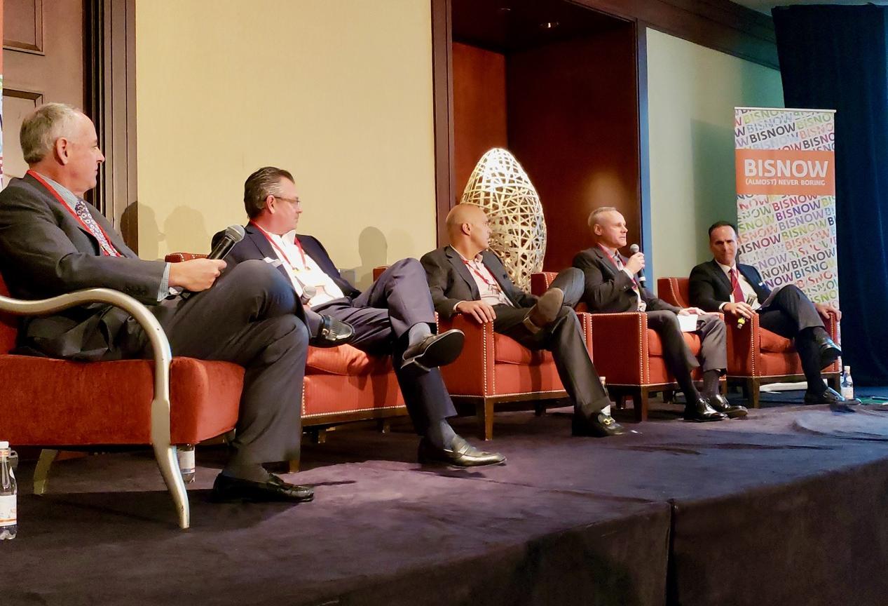 Allen Matkins Partner John Condas, Prologis President West Region Kim Snyder, Overton Moore Properties CEO Timur Tecimer, Rexford Industrial CEO Howard Schwimmer
and CBRE Senior Managing Director Kurt Strassman

