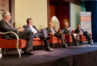 Allen Matkins Partner John Condas, Prologis President West Region Kim Snyder, Overton Moore Properties CEO Timur Tecimer, Rexford Industrial CEO Howard Schwimmer
and CBRE Senior Managing Director Kurt Strassman
