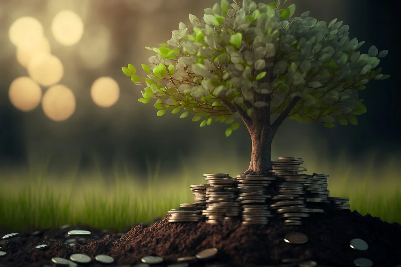 Tree with coins underneath