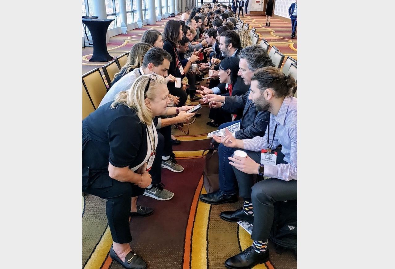 Attendees participate in speed networking at BMAC West 2019 at the JW Marriott in downtown Los Angeles. Attendees participate in speed networking at BMAC West 2019 at the JW Marriott in downtown Los Angeles