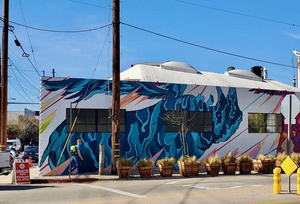 A mural on the outside of Union Cowork in the Arts District neighborhood in downtown Los Angeles