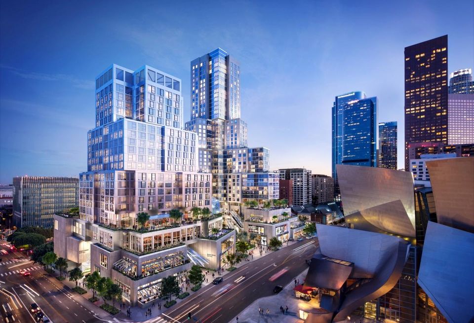 Rendering of the Frank Gehry-designed The Grand in downtown Los Angeles