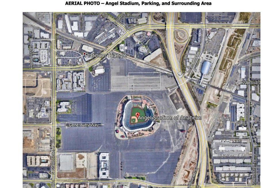Aerial photo of Angel Stadium in Anaheim