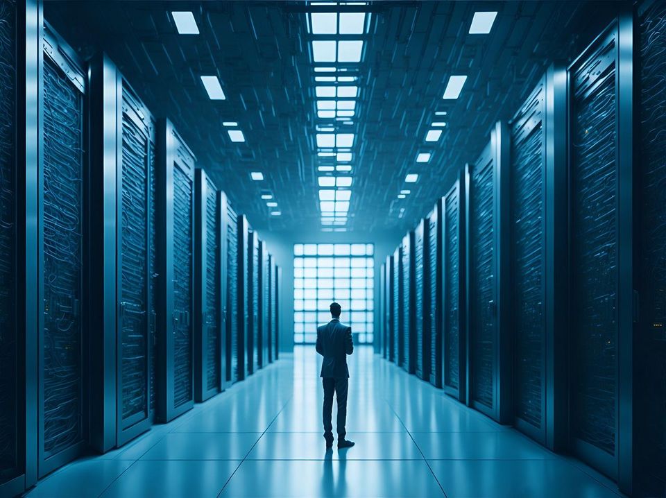 Data center image with server racks
