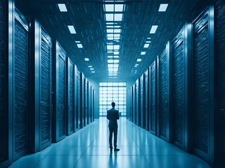Data center image with server racks 